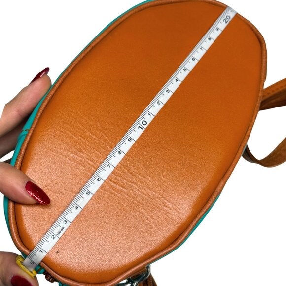 VERA PELLE Italian Genuine Leather Mini Backpack | Mint Green & Tan Brown | New - Picture 4 of 17